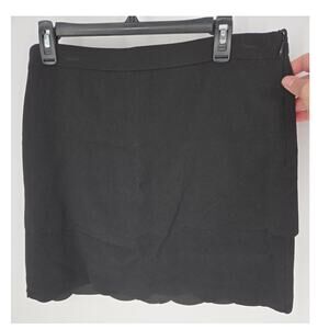 LOFT Black Scalloped Hem Layered Mini Skirt Women's 12